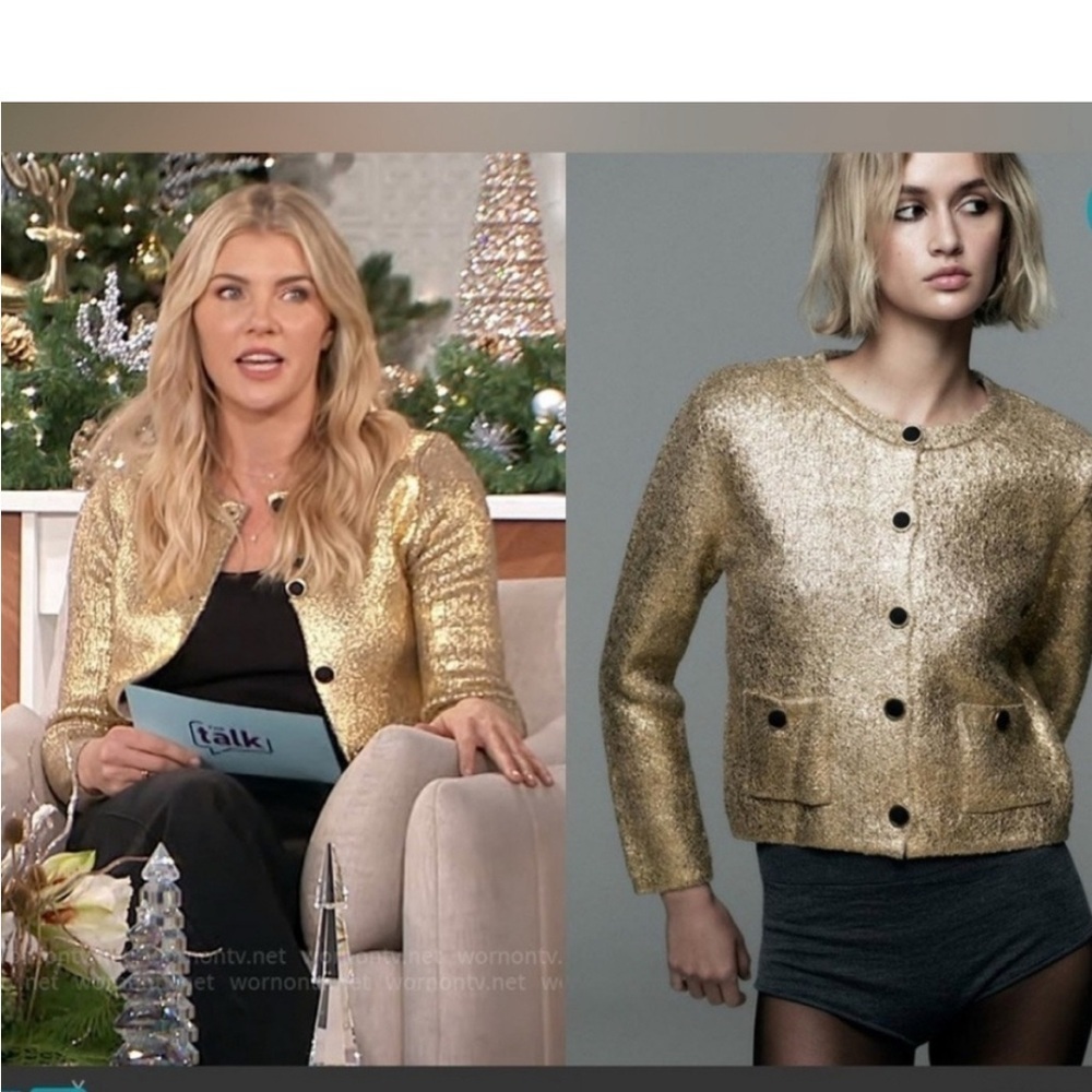 Zara Foil Knit Cardigan with Black & Gold Buttons - Picture 9 of 17